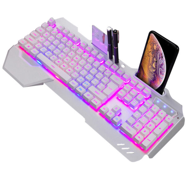 ErgonomicWired Gaming Keyboard with RGB Backlight Phone Holder - Image 9