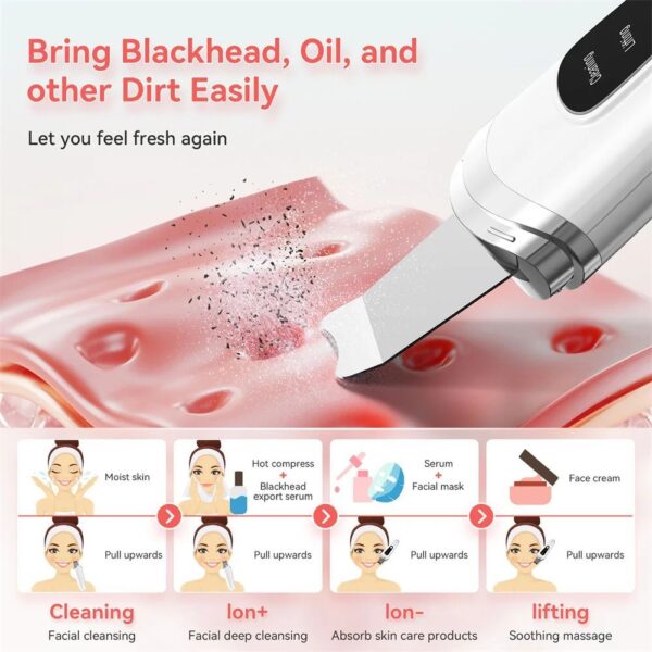 Skin Scrubber Face Spatula Facial Skin Exfoliator Scraper And Blackhead Remover Pore Cleaner With Face Lifting Deep Cleansing Face Lifting Machine For Blackhead Extractor - Image 7