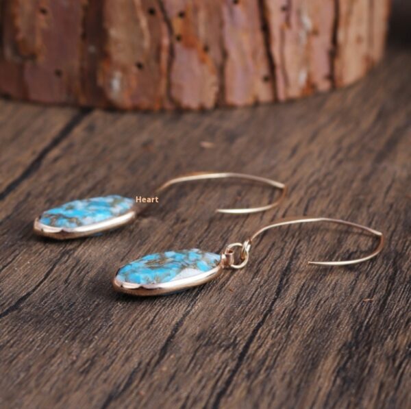 Fashion Turquoise Oval Edging Copper Earrings - Image 3