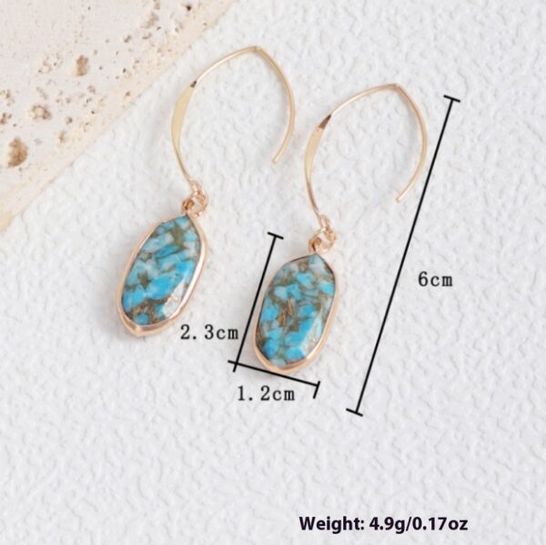 Fashion Turquoise Oval Edging Copper Earrings - Image 2