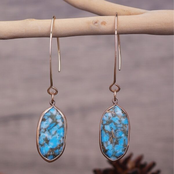 Fashion Turquoise Oval Edging Copper Earrings