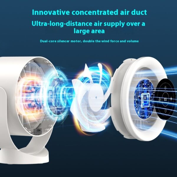 Desktop Adjustable Fan Light Rechargeable Wall Mount Table Fan Light Led Display Air Circulation Cooling USB Table Fan Light - Image 5