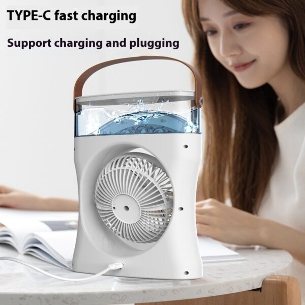 Portable Fan Portable Mini Humidifier Fan Water Spraying Fan Rechargeable Cooler Air Adjustment Fan For Hot Weather - Image 9