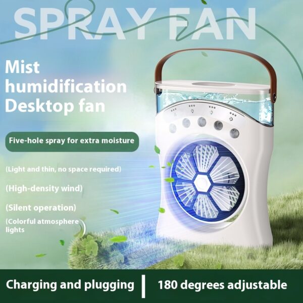 Portable Fan Portable Mini Humidifier Fan Water Spraying Fan Rechargeable Cooler Air Adjustment Fan For Hot Weather - Image 6